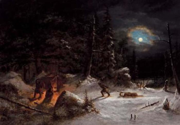 Cornelius Krieghoff Indian Hunters Camp, Moonlight China oil painting art